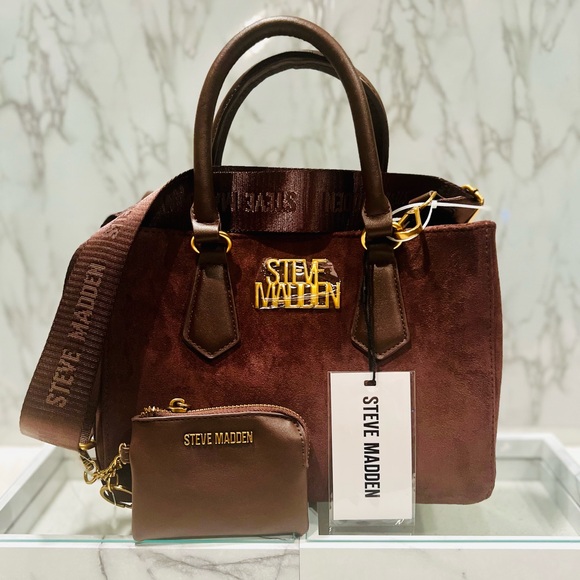 Steve Madden Handbags - Steve Madden Chocolate Suede Satchel NWT
